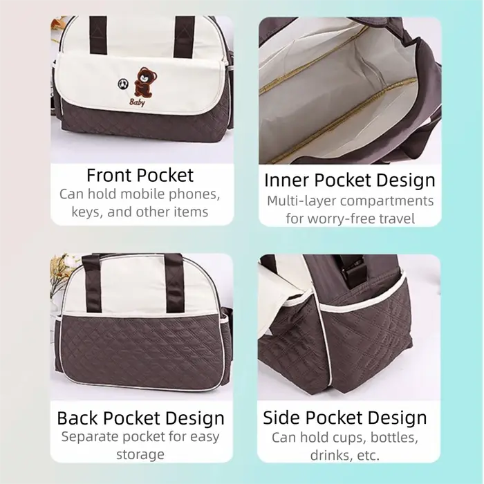 Sac à bandoulière créatif pour maman, motif ours, grande capacité, résistant à l'usure, sac à couches Portable