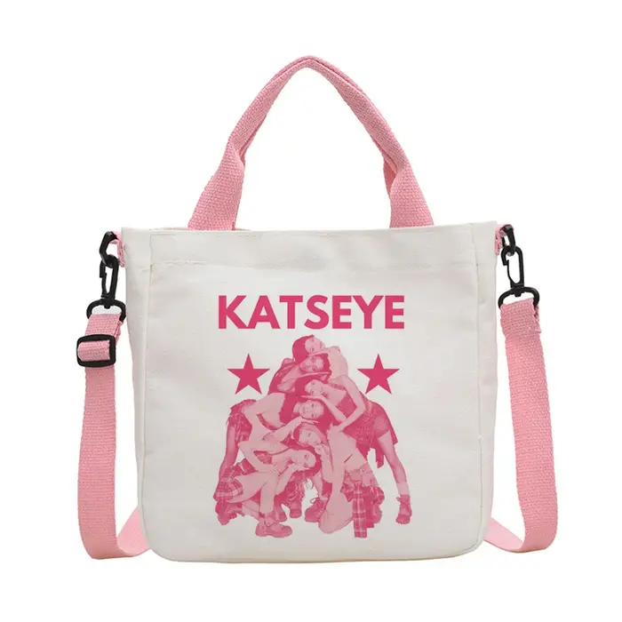 Sac fourre-tout Katseye, sac à bandoulière, sac de courses personnalisable, sac à provisions pour fe