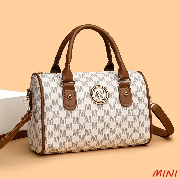 Women Alphabet Shoulder Bag with Golden "M" Logo