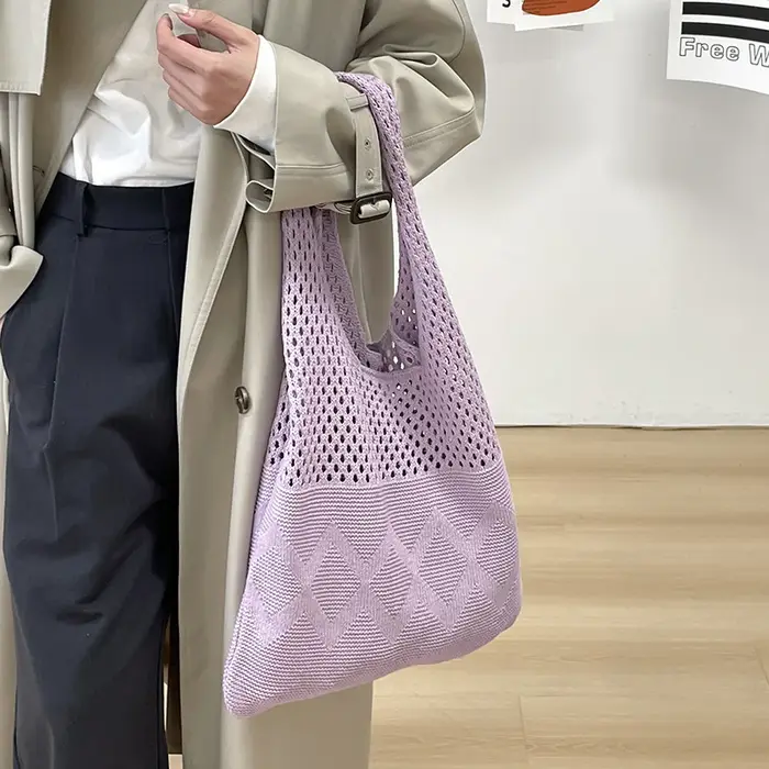 Sac fourre-tout vintage chic en fil tissé avec intérieur spacieux