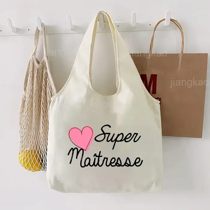 Marci Maitresse Sac fourre-tout imprimé Littérature Sac à bandoulière Illustration Fille Livre Sac Voyage Harajuku Toile Sac à main Cadeau pour enseignant