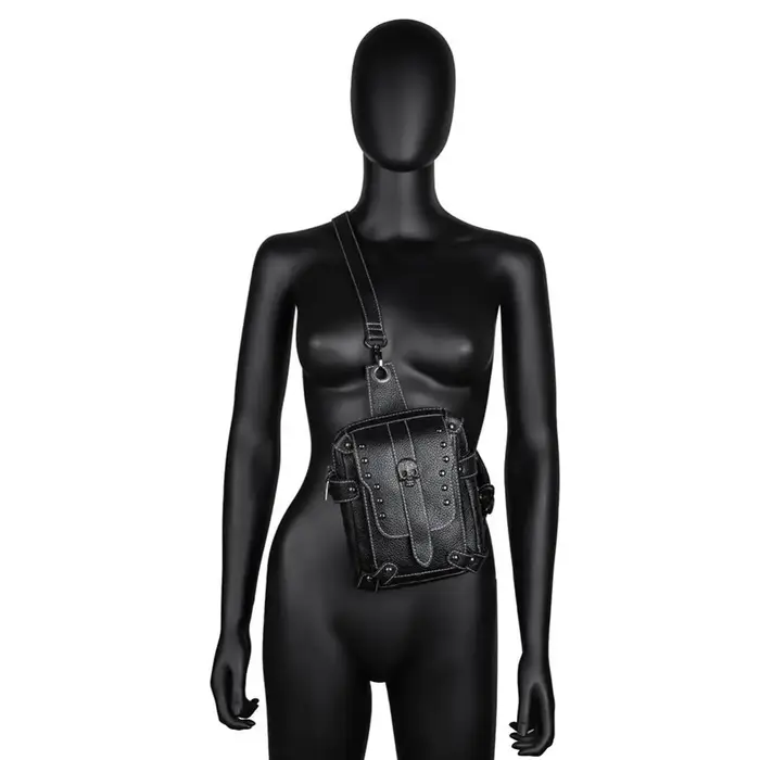 Sac à Bandoulière en Cuir PU Noir