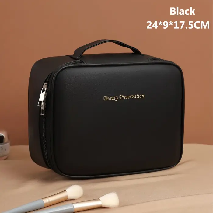 Sac de maquillage fourre-tout de luxe en PU pour femmes, grande capacité, organisateur de voyage Por