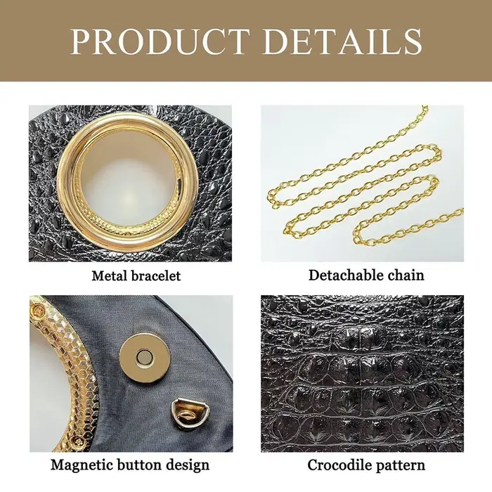Sac à main rond motif Crocodile pour femmes