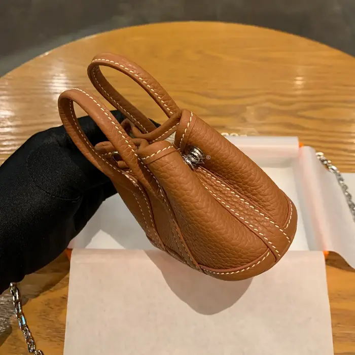 Mini sac de luxe en cuir véritable cousu main avec fil ciré