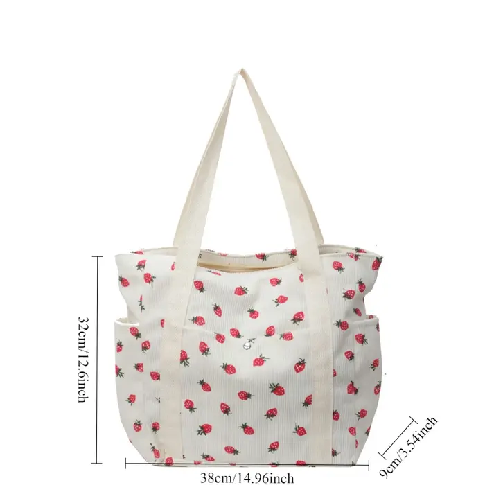 Sac fourre-tout en velours côtelé pour loisirs