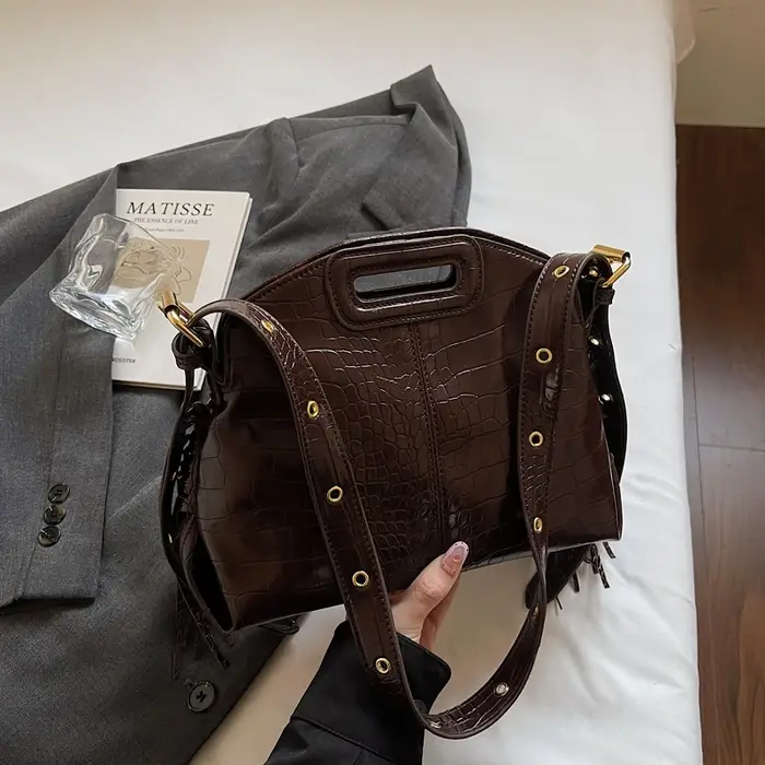 Sac à Main de trajet de mode Sac à bandoulière en cuir de Crocodile noir dame pochette de soirée de 