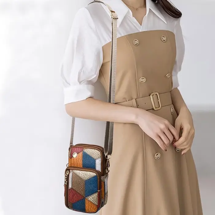 Sac à bandoulière Patchwork à motif de diamant pour femmes