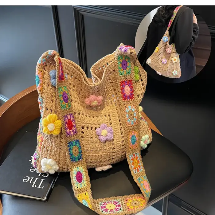 Sac à main bohème en crochet grande capacité pour femme