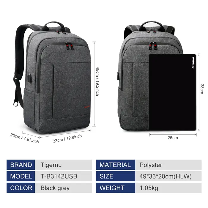 Tigernu-Sac à dos antivol avec chargement USB pour femme