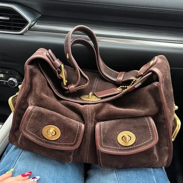 Sac à bandoulière vintage en daim pour femme