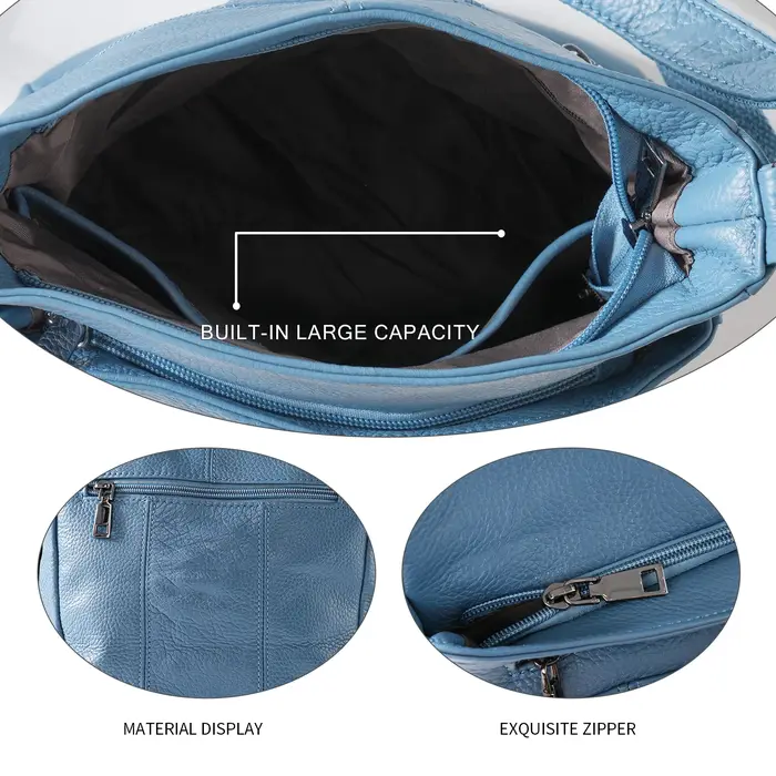 ANGENGRUI nouveau sac pour femme en cuir véritable décontracté une épaule sac à bandoulière multi poche sac de messager