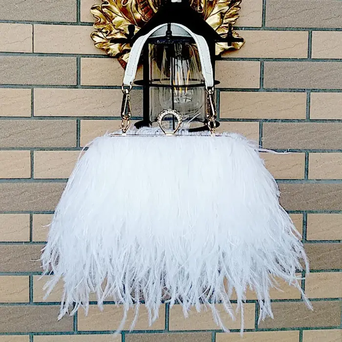 Sacs à main de luxe en plumes d'autruche pour femmes