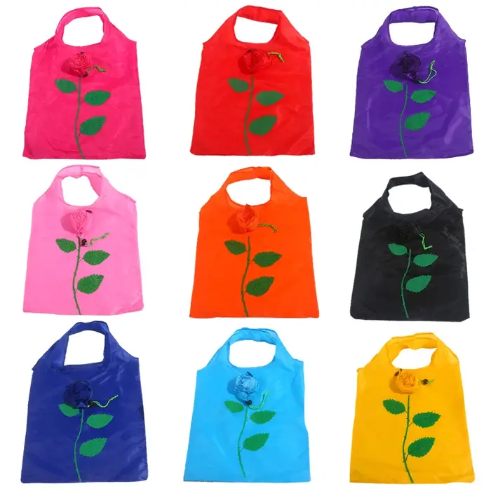 Sac de courses pliable à motif de fleurs roses