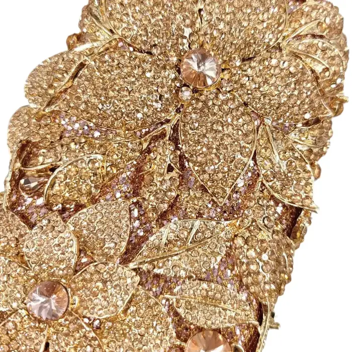 Boutique De FGG élégant fleur Minaudiere pochette femmes cristal sacs De soirée fête De mariage mariée strass