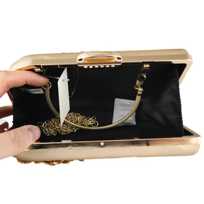 Pochette de soirée en cristal doré pour femme