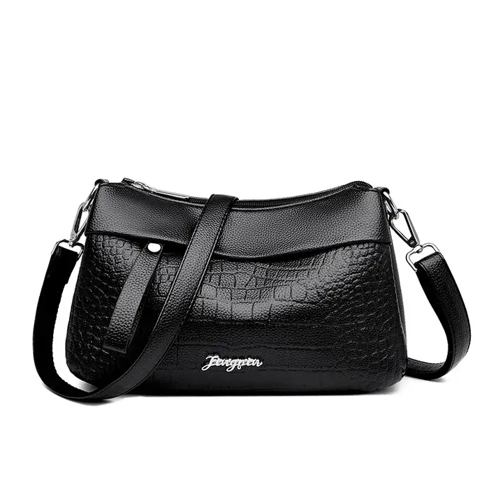 Sacs à bandoulière en cuir souple pour femmes, sac à main à trois couches, sac à main de créateur de