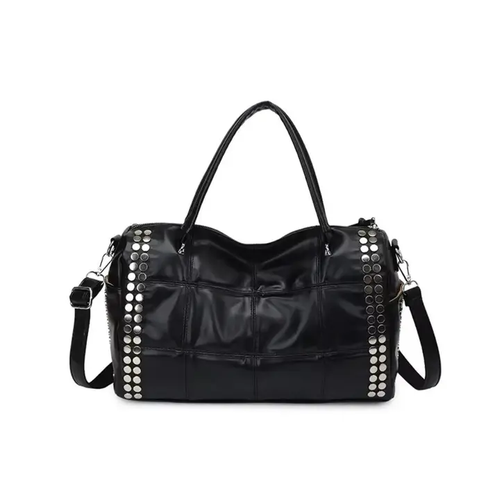 Sac fourre-tout matelassé grande capacité avec rivets, bandoulière amovible, sac à main tendance sty