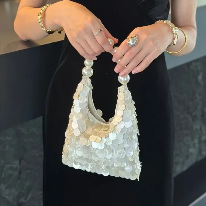 Sac à sequins coquillage fait main pour femme