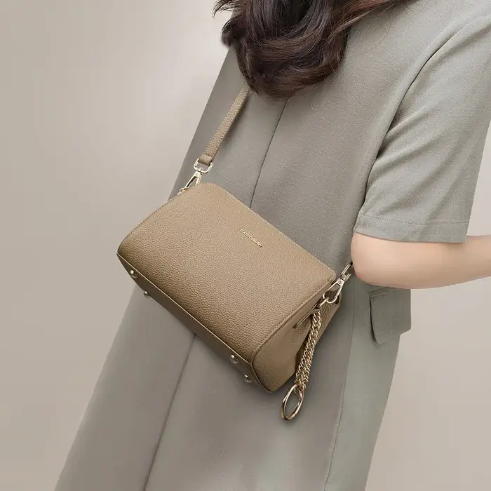 Sac à bandoulière en cuir véritable pour femme avec sangle réglable, élégant petit sac à main croisé
