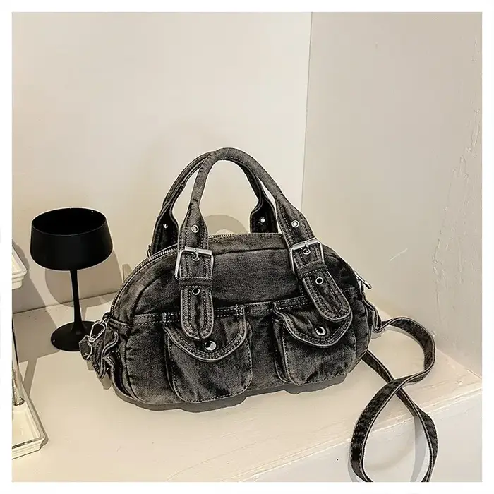 Sac bandoulière en jean délavé rétro pour femme, sac à l'épaule décontracté, sac à main tendance, sa