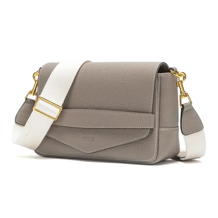 C-H sacs à bandoulière gris Simple haute qualité Texture Flip couverture sacs doux sac carré femme b