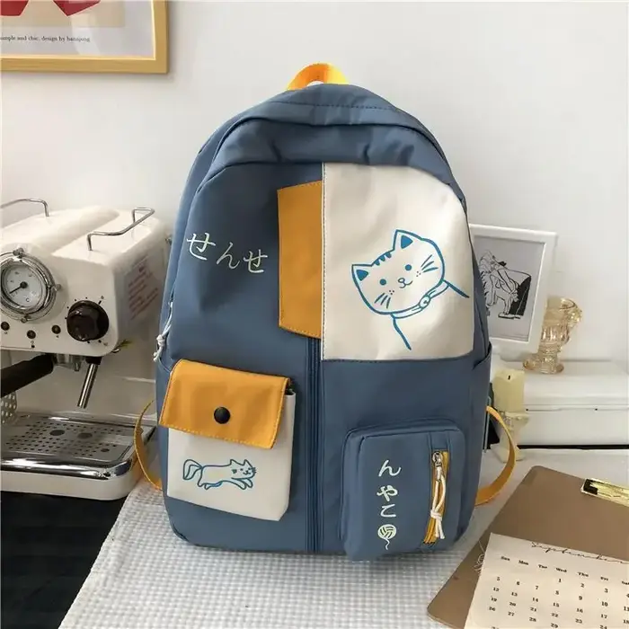 Sac à dos coréen mignon chat de dessin animé pour femmes, cartable pour lycéens, grande capacité, sa