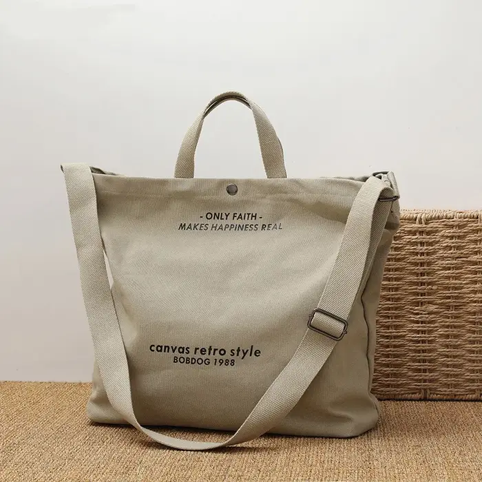 Sac fourre-tout rétro en toile épaisse tendance avec bandoulière