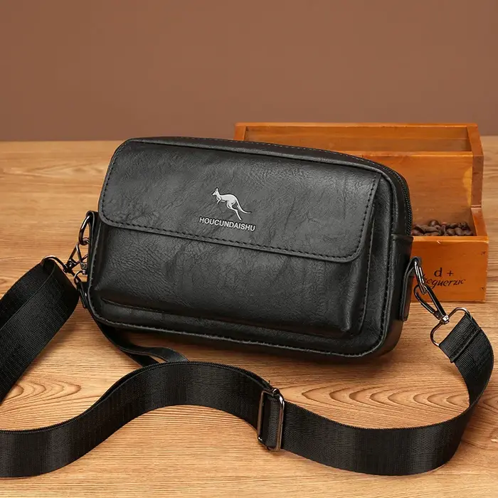 Pochette en cuir PU pour hommes, portefeuille Long, Mini sac à main à bandoulière carré, porte-carte croisé, pochette nécessaire pour téléphone, sac à main