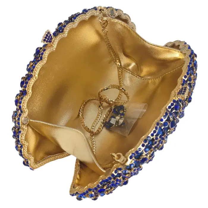 Boutique De FGG bleu Royal femmes pochette en cristal sacs à main De soirée mariée strass