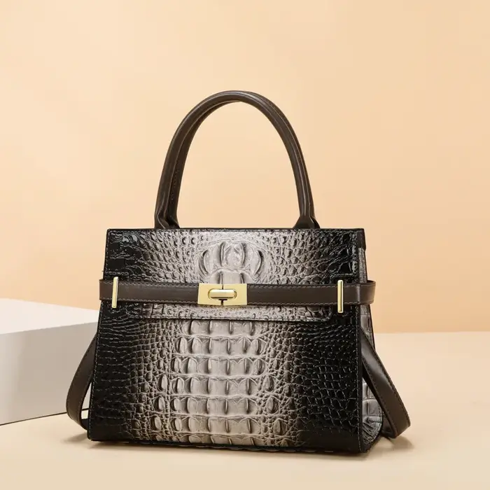 Sac à main grande capacité motif crocodile pour femme