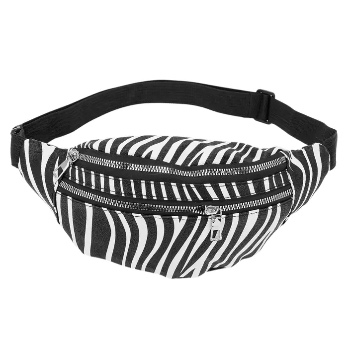 X Autohaux Zèbre Motif Fanny Pack Noir Blanc 1 Pc