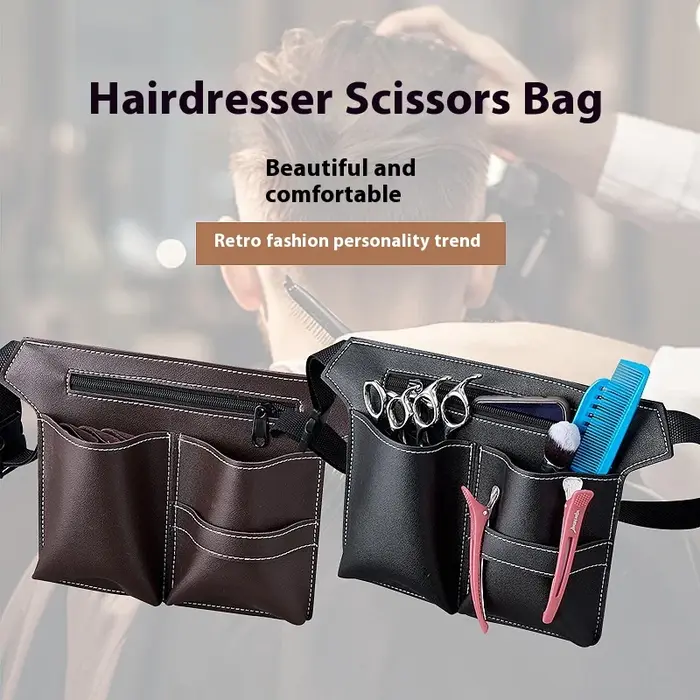 1PC coiffeur ciseaux sac Salon barbier PU cuir taille pochette avec ceinture