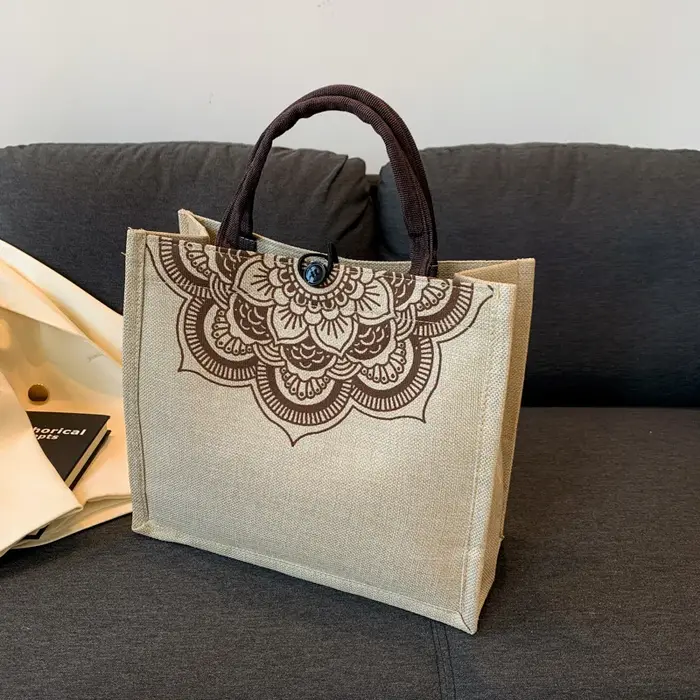 Sac à Main Vintage en Lin pour Femme
