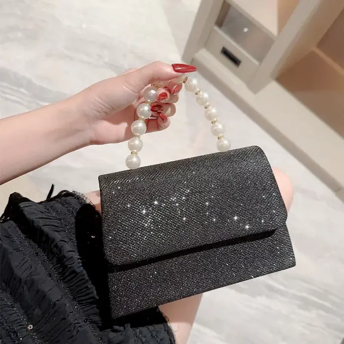 Perle chaîne sacs à bandoulière luxe sac à main or brillant soie sac de soirée femmes élégant mode Banquet pochette