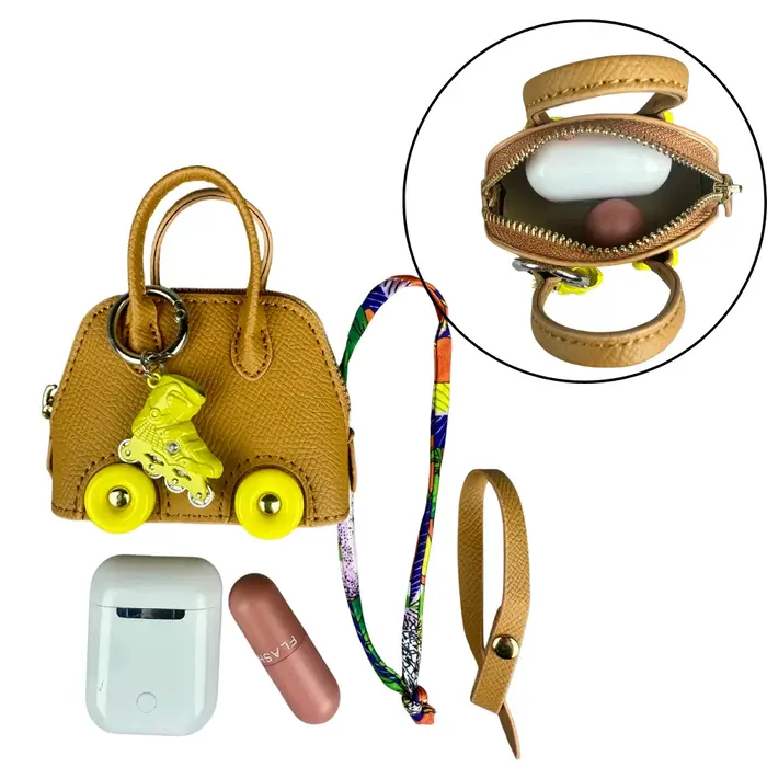 Mini pochette en cuir pour pneus – Adorable étui pour écouteurs en forme de voiture