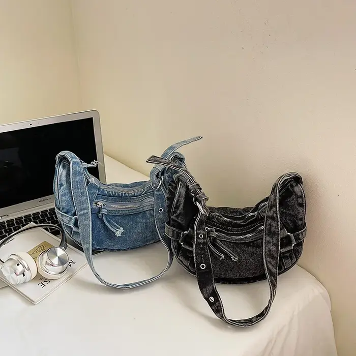 Sac bandoulière mini en jean délavé tendance