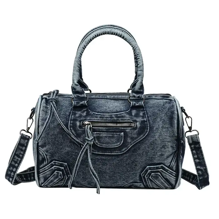 Sac fourre-tout de ville de luxe pour femmes, fourre-tout rétro en tissu Denim délavé épissage à fra