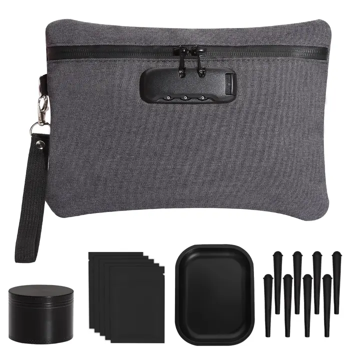 Pochette de poche à rayures zèbre avec fermeture éclair et serrure