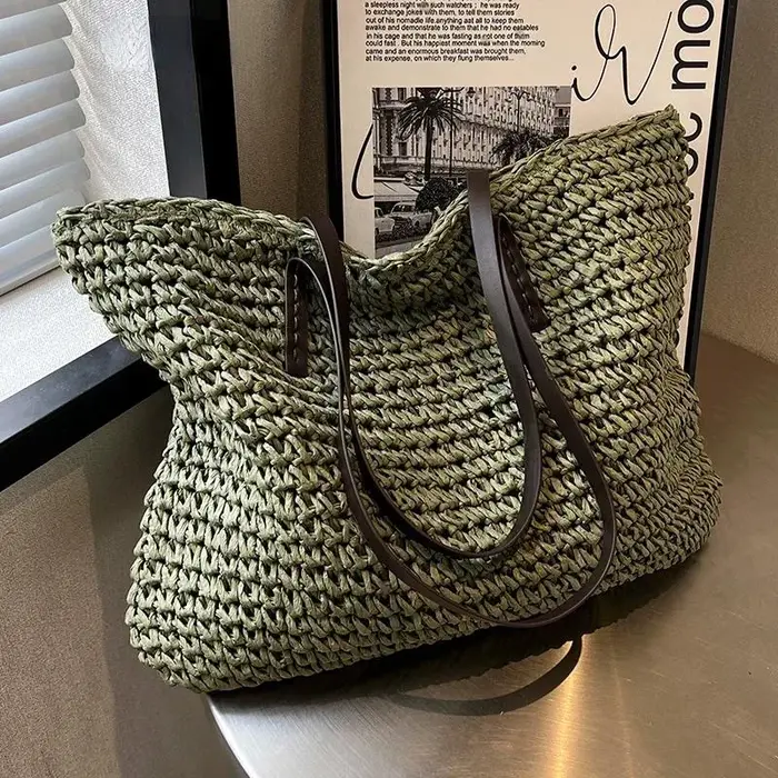 Sac d'été Design de luxe pour femmes, sac à bandoulière tissé en herbe, mode loisirs, grande capacit