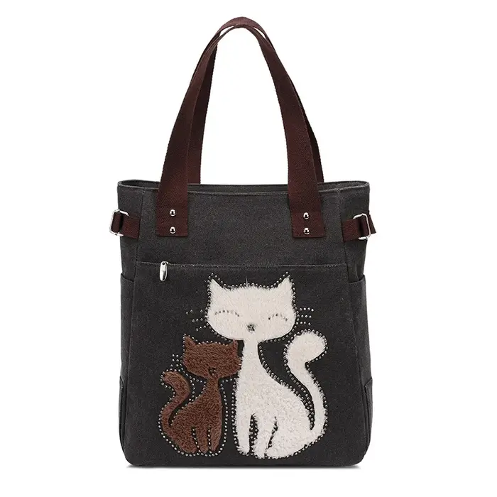 Sac à main en toile de chat mignon pour filles dames