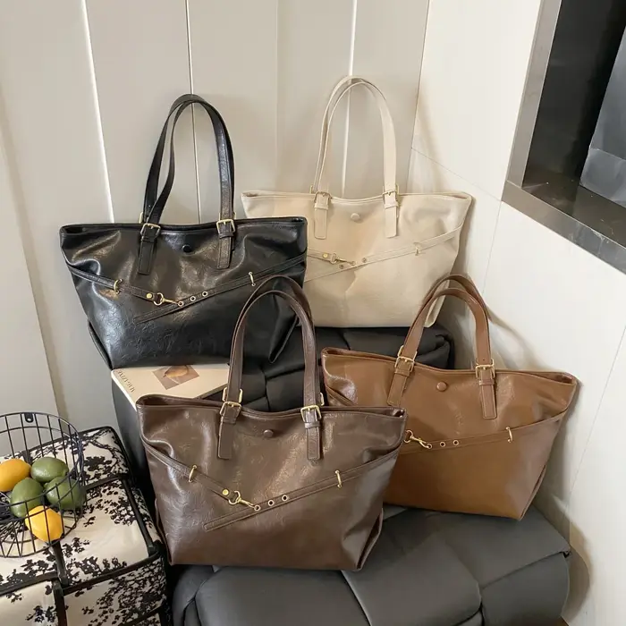 Fourre-tout noir en cuir Pu pour femmes