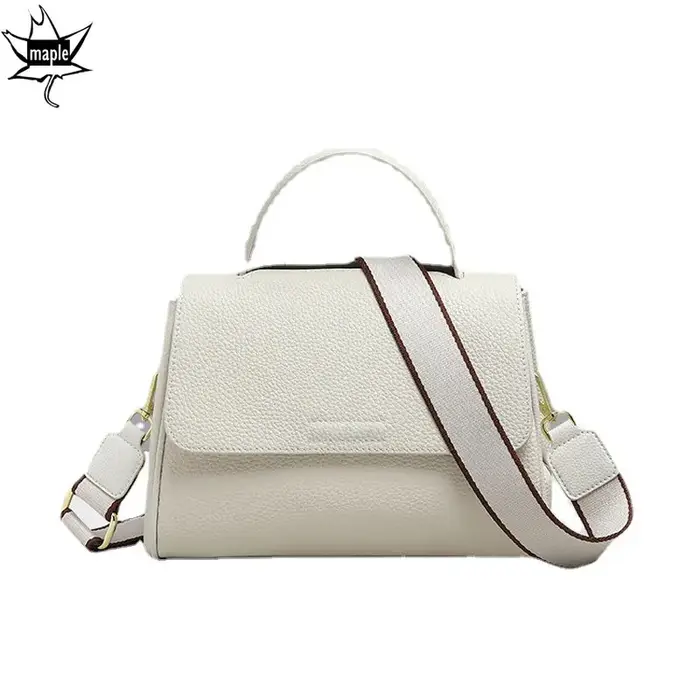 Sac messager beige blanc à 2 sangles pour femme