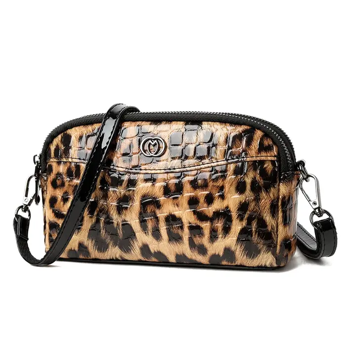 Sac à main en relief à motif léopard pour femme, mini sac à bandoulière initié, carré