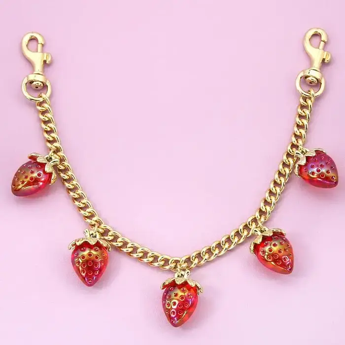 Chaîne DIY pour sac à main avec pendentif fraise-cerise