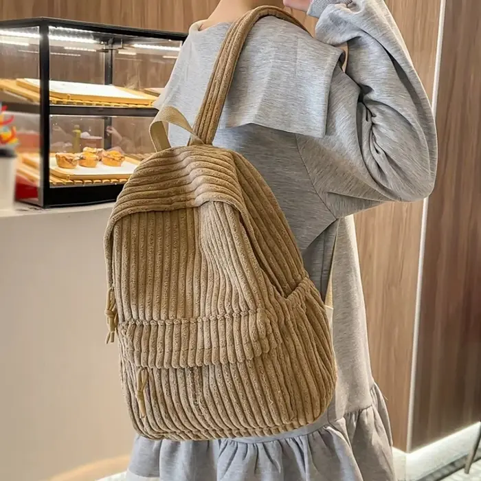 Sac à dos en velours côtelé de style coréen