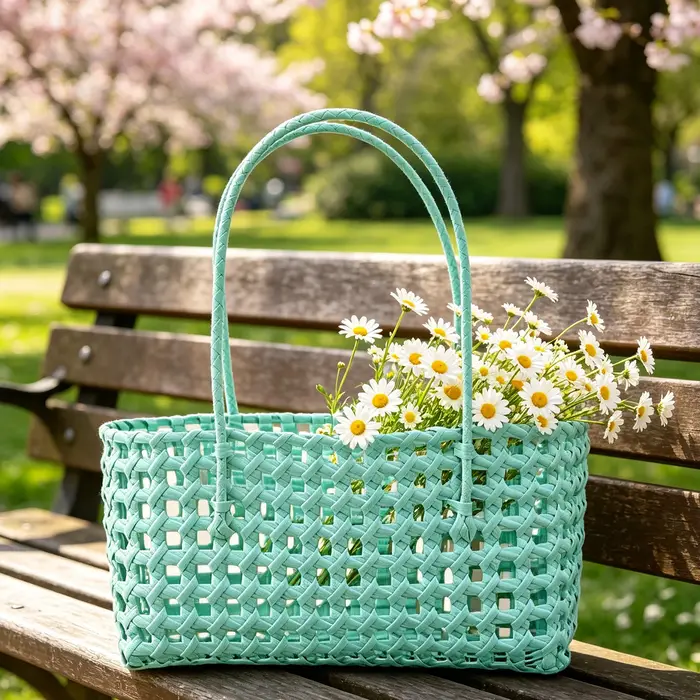 Sac à bandoulière d'été, panier de pique-nique portable, sac à main simple, sac à bandoulière tissé