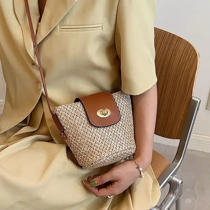 Mini sac en paille fait main pour femmes