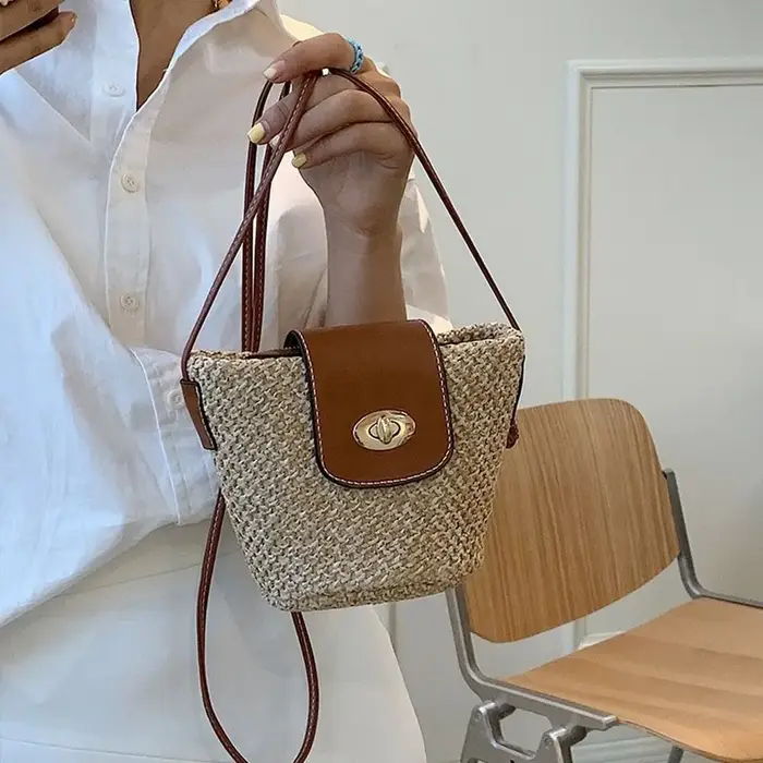 Mini sac en paille fait main pour femmes