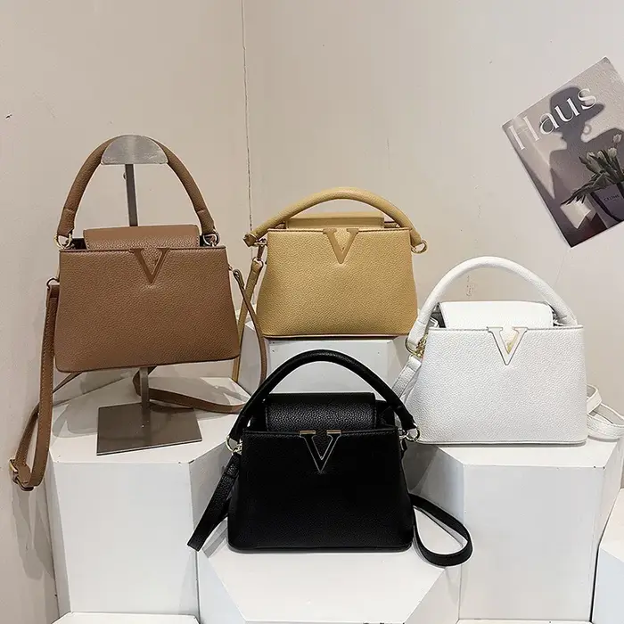 Nouveau Sac Seau Femme 2025 – Sac Bandoulière de Luxe à Motif Litchi – Petit Sac à Main